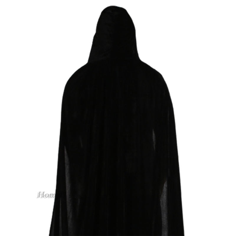 1 áo choàng phù thủy có mũ trùm đầu bằng vải nhung dùng hóa trang Halloween [Homyl1]​​Trang phục lễ hội màu đen 150cm | BigBuy360 - bigbuy360.vn