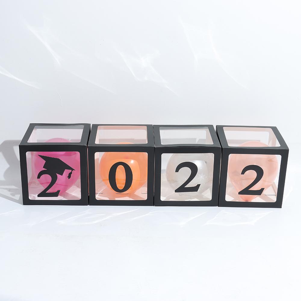 Set 4 Hộp Vuông Đựng Bong Bóng Trang Trí Tiệc GRAD 2022 Ốp