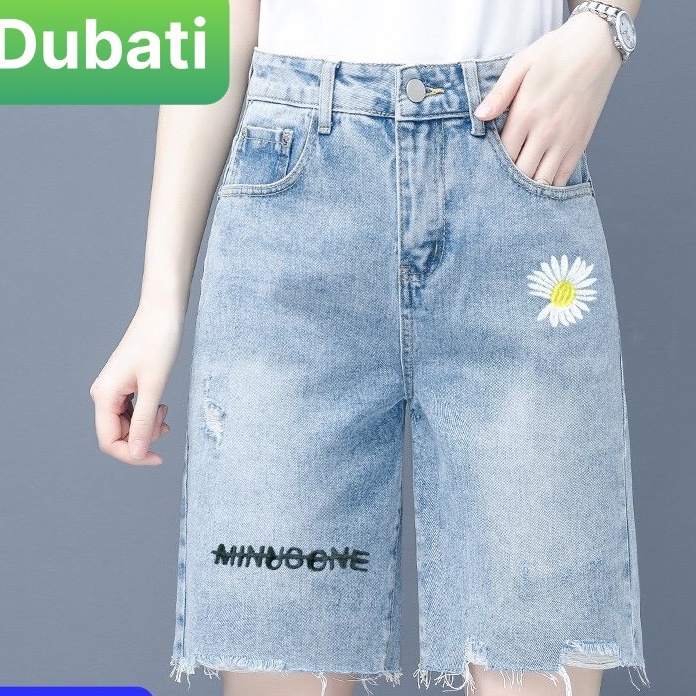 QUẦN SHORT SỌT JEAN NỮ, KIỂU NGỐ LỬNG LƯNG CAO HOA CÚC CHẤT LIỆU BỀN ĐẸP TRẺ TRUNG- DB 230- DUBATI FASHION