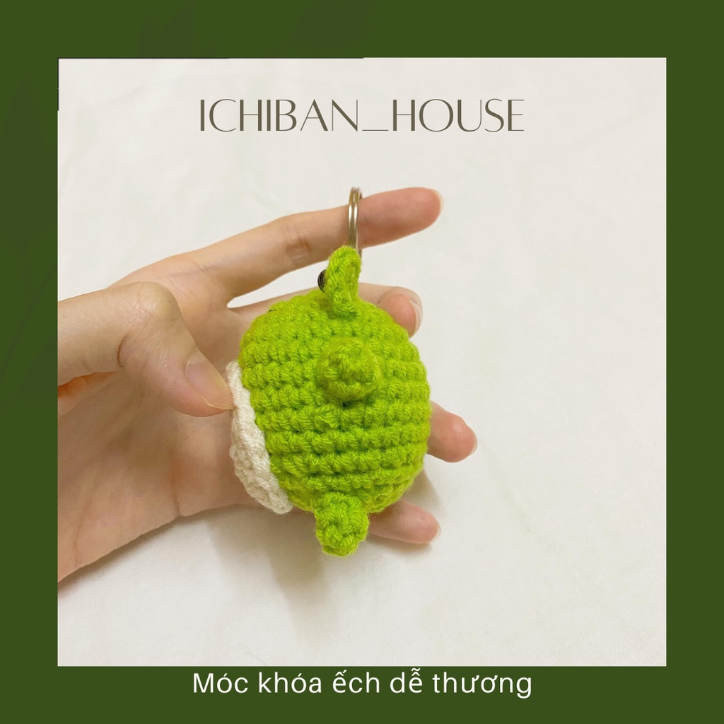 Móc khoá len Ếch xanh len cotton - len nhung