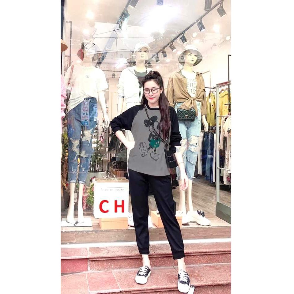 Sét bộ thu đông nữ dài tay hình micky đáng yêu