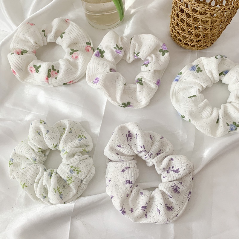 Dây Buộc Tóc Vải Cotton In Họa Tiết Hoa Phong Cách Hàn Quốc Thời Trang Cho Nữ