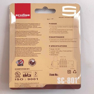Khóa số tự chọn SCHONE (đỏ, vàng, đen) 4 số