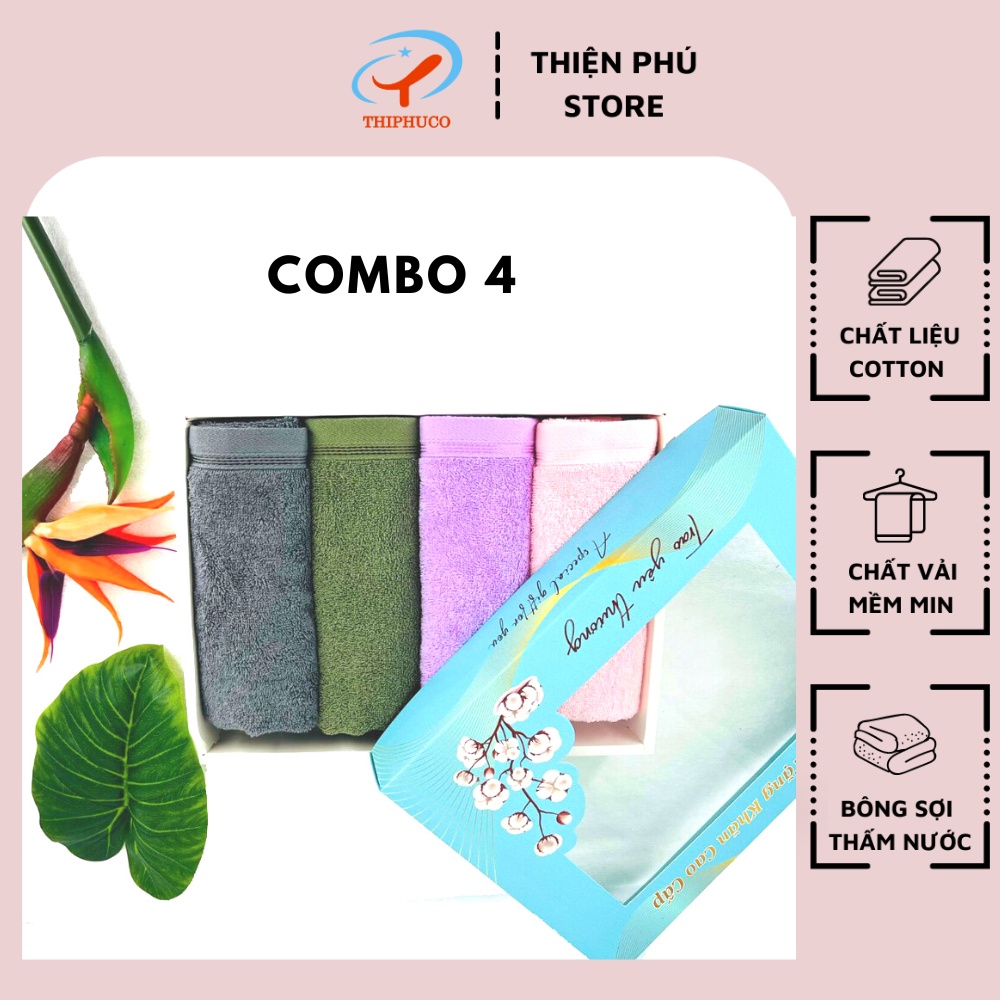 [COMBO 4 KHĂN MẶT] Khăn Mặt Cotton Cao Cấp Thiện Phú 34x80cm, Khăn Đa Năng Y457 Bông Sợi Thấm Nước Tốt