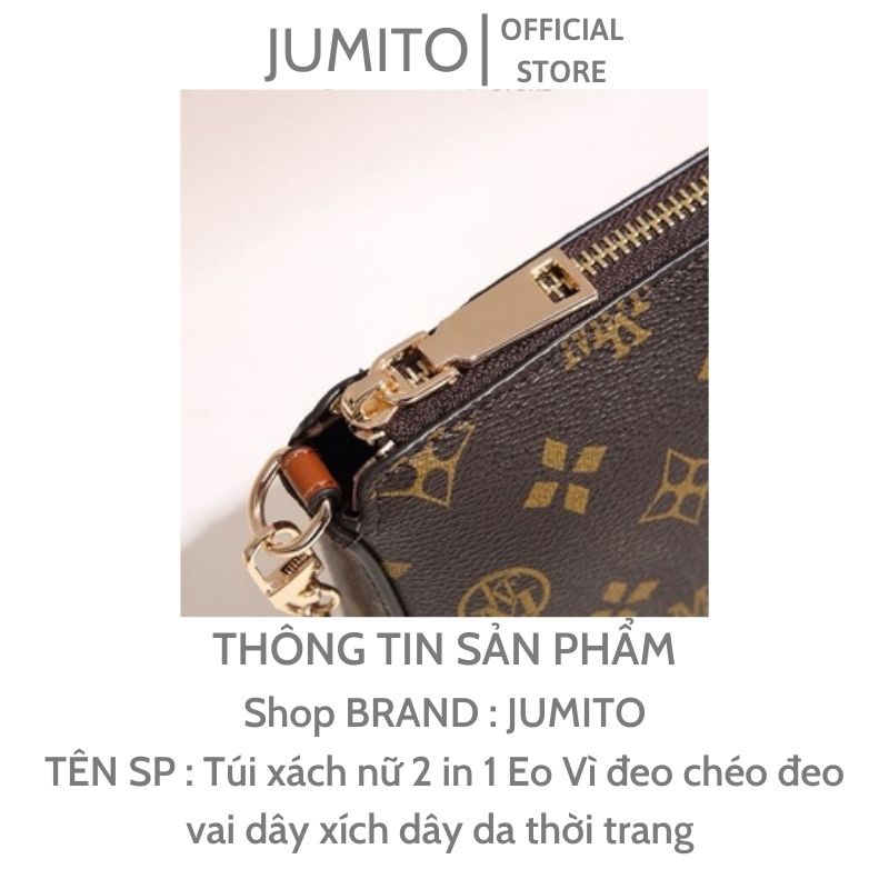 Túi xách nữ 2 in 1 Eo Vì đeo chéo đeo vai dây xích dây da thời trang JUMITO AA2058