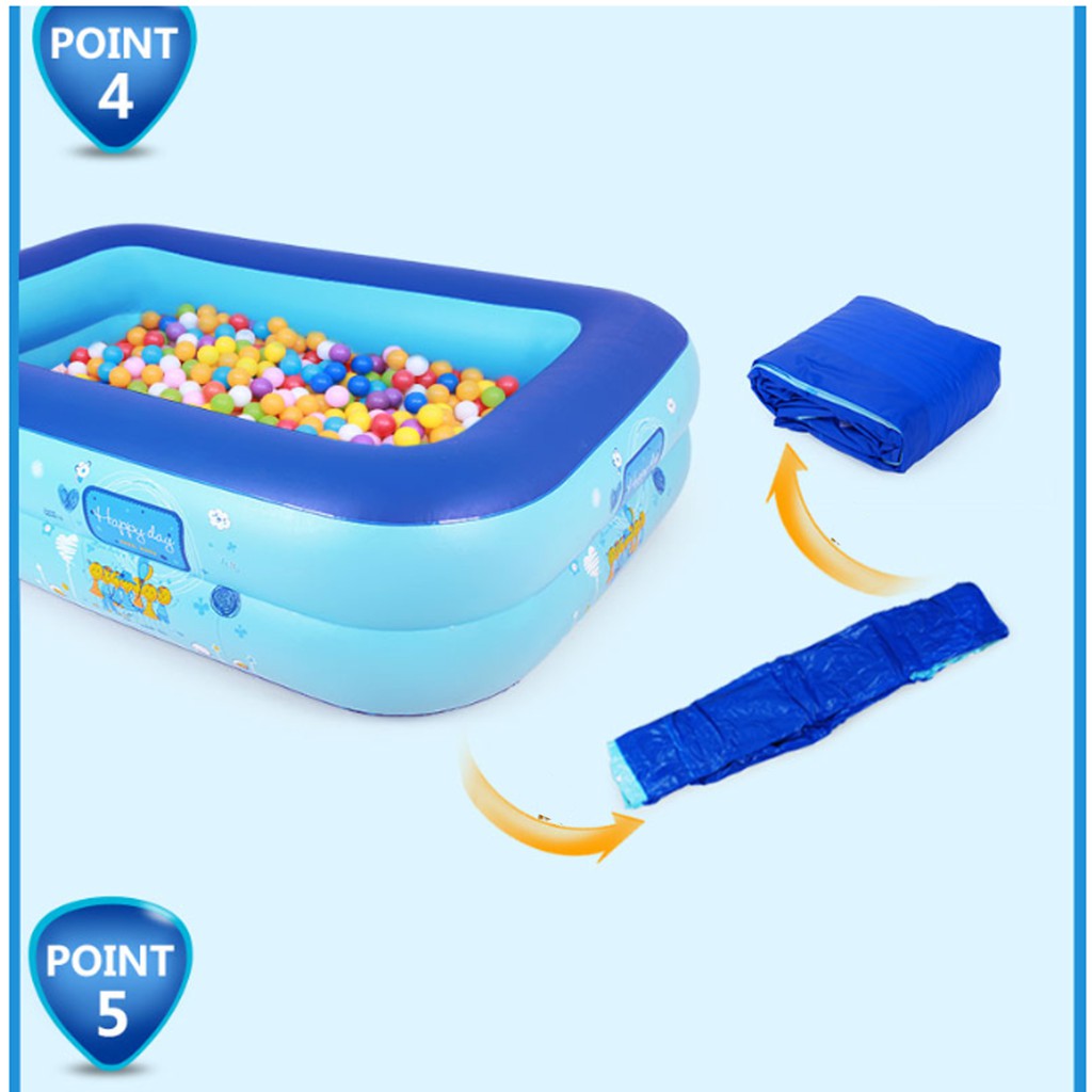 Bể phao bơi, hồ bơi bơm hơi CHỮ NHẬT cho trẻ em đáy chống trượt 2m1 (Cam kết đổi trả)