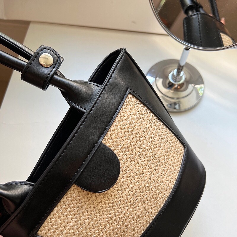 [SẴN] Túi xách nữ kiểu Hàn phối màu cói nhẹ nhàng_túi xách nữ da PU form chuẩn