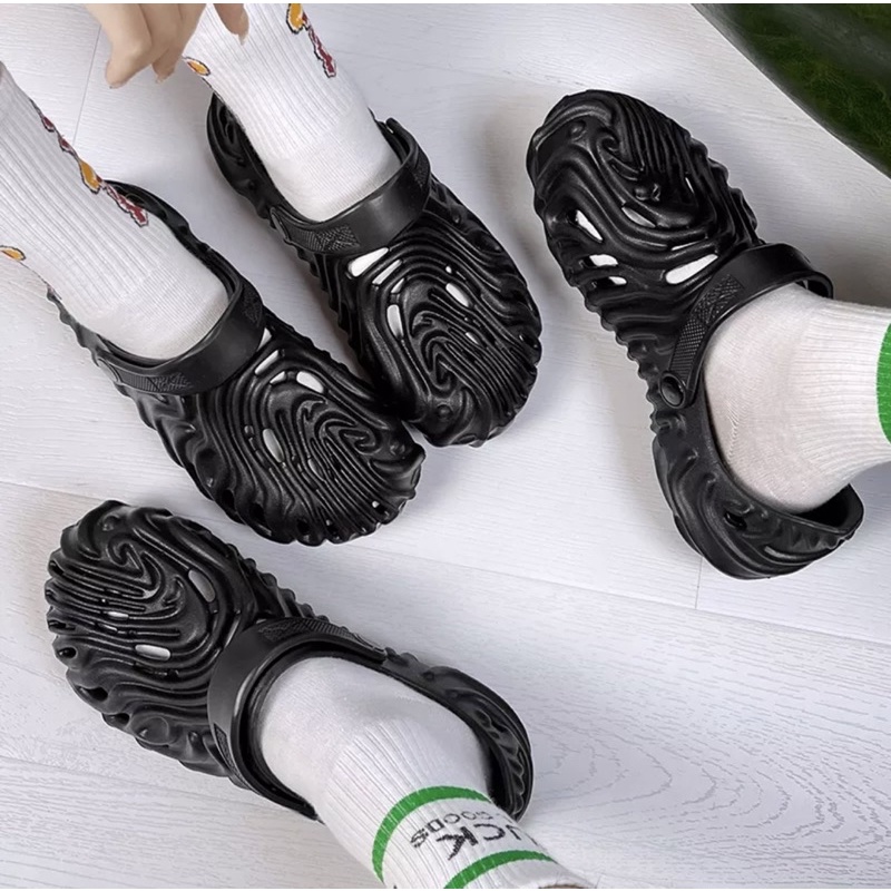 Giày sục lười nam siêu nhẹ lỗ gợn sóng cao 3cm chất liệu EVA đi mưa đi biển - GL041