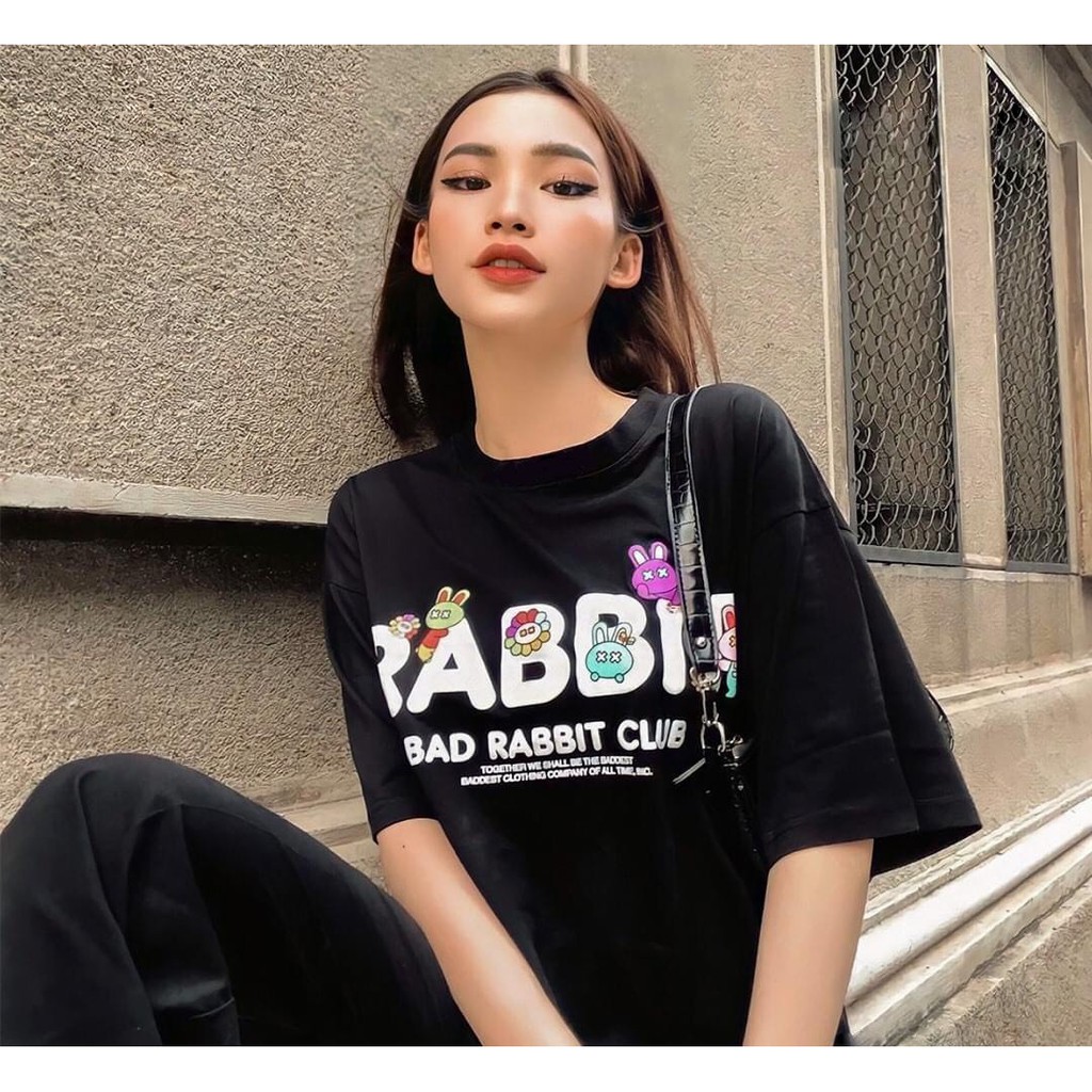 Áo Thun tay lỡ YAYSHOP phông unisex nam nữ streetstyle chất cotton mềm mịn năng động in RABBIT HOA