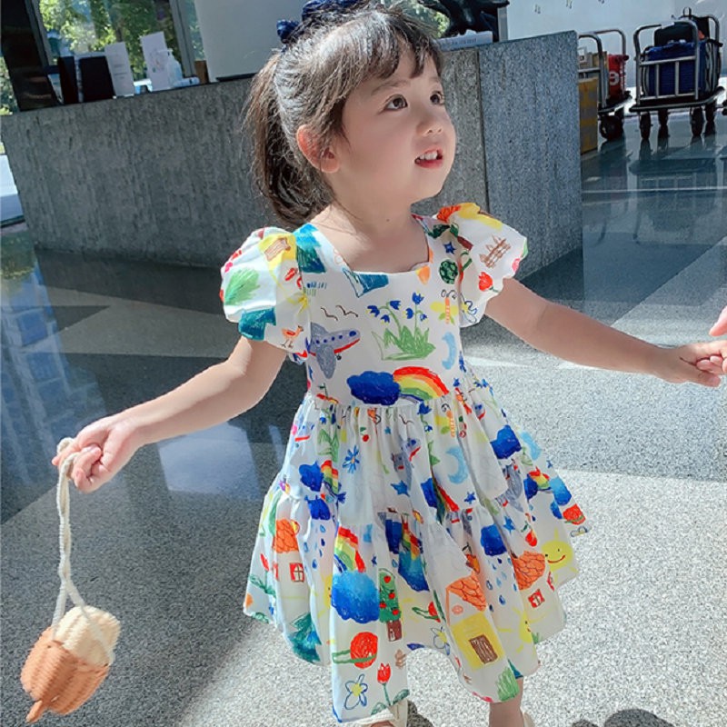 Đầm Công Chúa Phong Cách Hàn Quốc Thời Trang Dễ Thương Cho Bé Gái Từ 3-8 Tuổi
