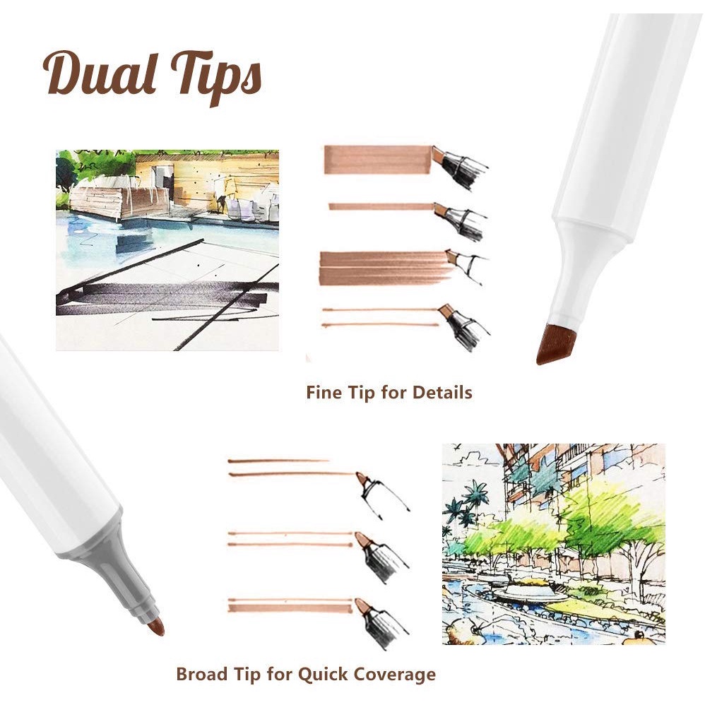 Bút Marker Hai Đầu 24 Màu Sắc Cho Đánh Dấu Trang Trí Cơ Thể