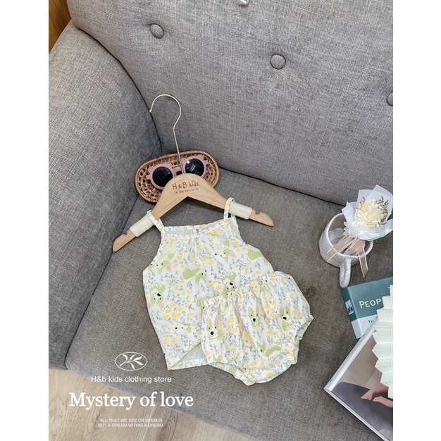 Set Áo 2 Dây Kèm Quần Chip In Hình Chất Đũi Xốp Thấm Hút Mồ Hôi Cho Bé Trai Bé Gái