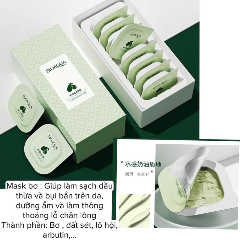 1 hộp 6 mặt nạ đất sét Bioaqua quả bơ, rau má, HA | BigBuy360 - bigbuy360.vn