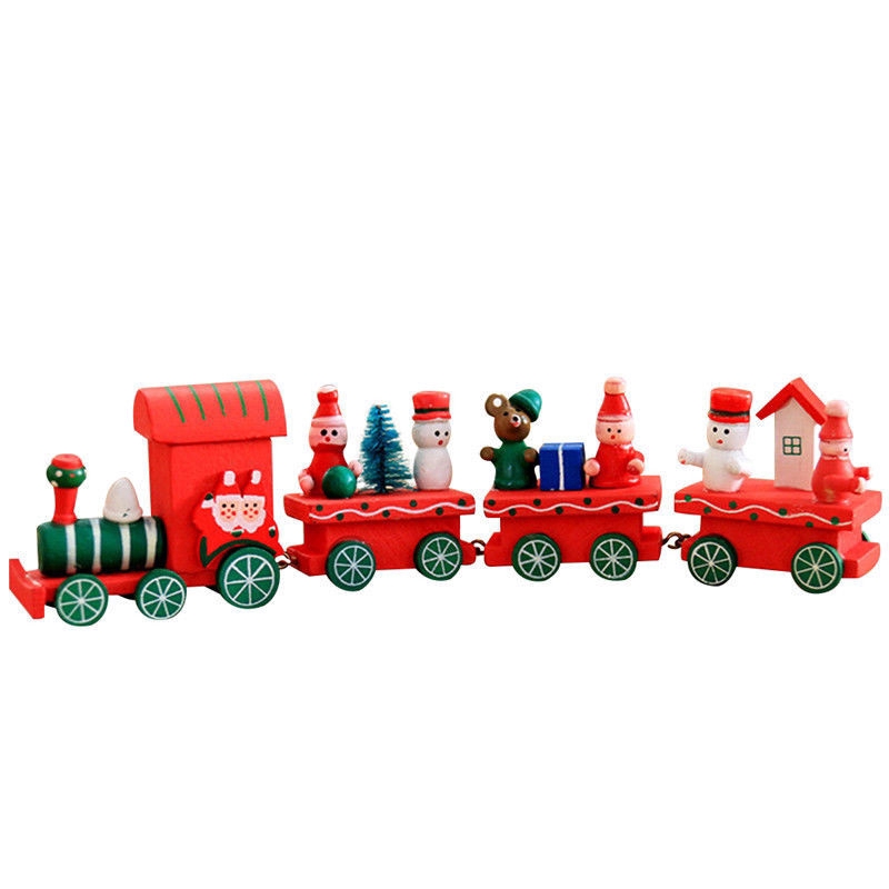 Xe lửa mini bằng gỗ xinh xắn dành cho trang trí Giáng Sinh