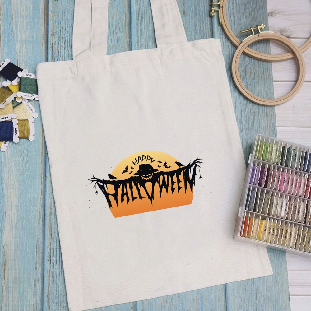 Túi vải túi Tote HALLOWEEN - Mẫu 3 vải canvas dày đẹp cho nữ có khóa miệng đi học đi chơi. In hình theo yêu cầu