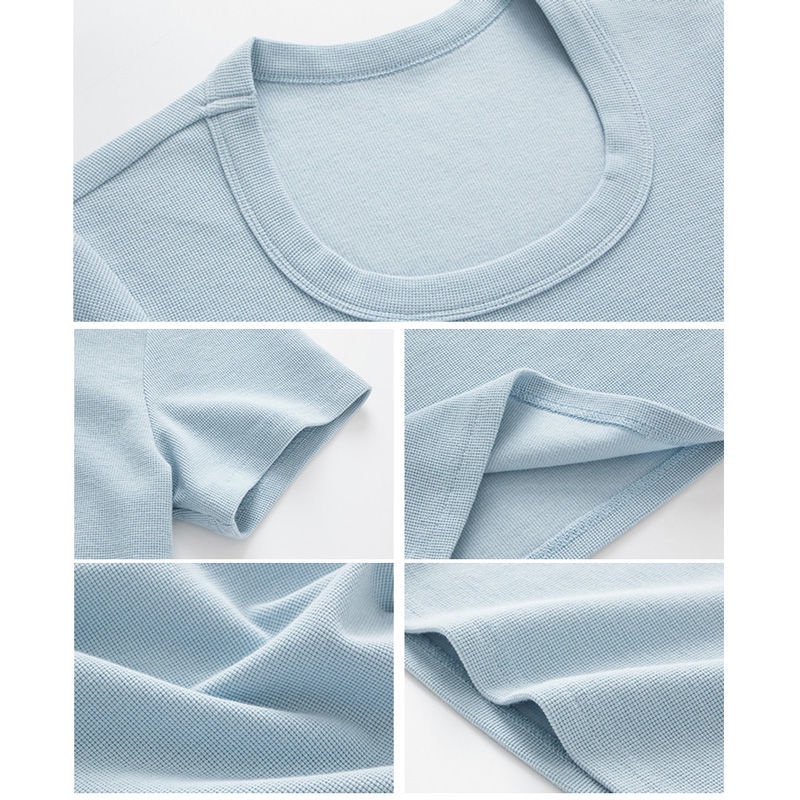 Áo Thun Tay Ngắn Cổ Chữ U Màu Trơn Phong Cách Thời Trang Hàn Quốc Mới 2022