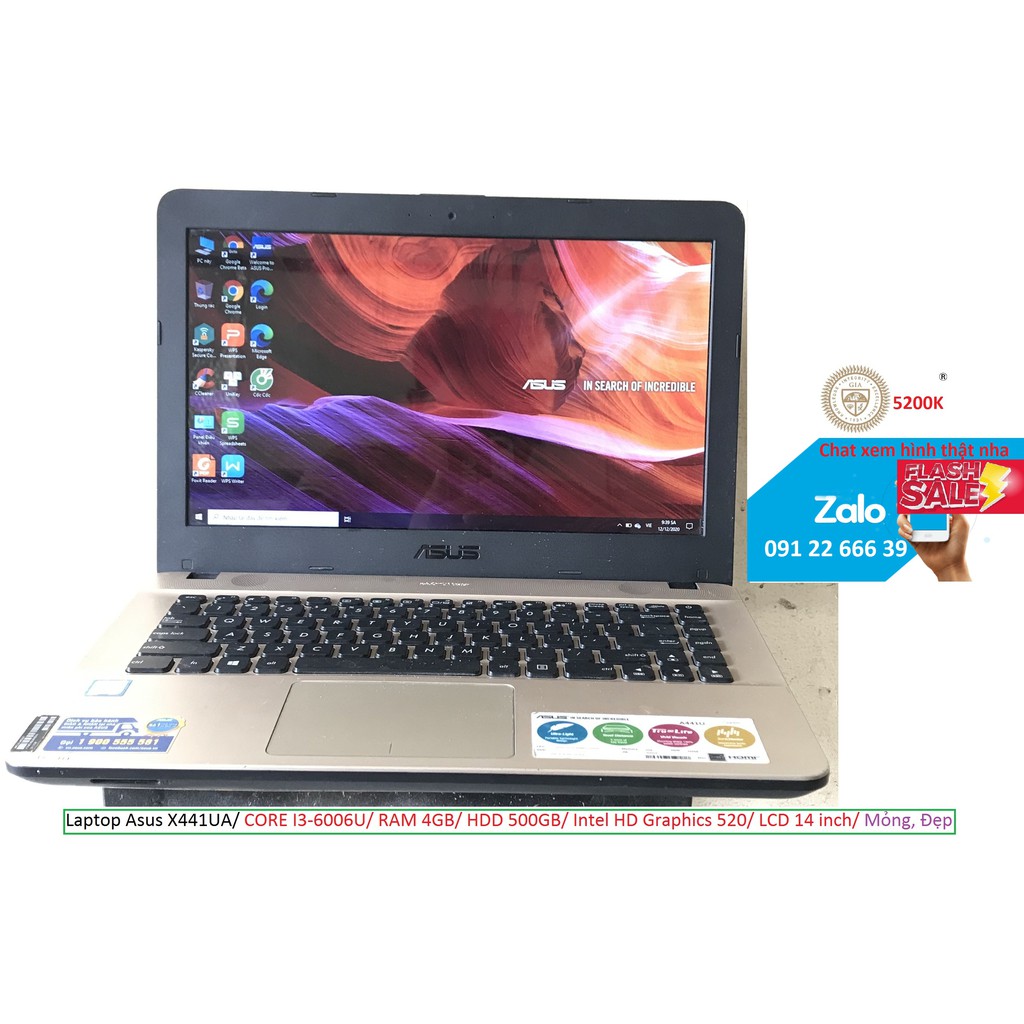 Laptop Asus X441UA/ CORE I3-6006U/ RAM 4GB/ HDD 500GB/ Intel HD Graphics 520/ LCD 14 inch/ Mỏng, Đẹp