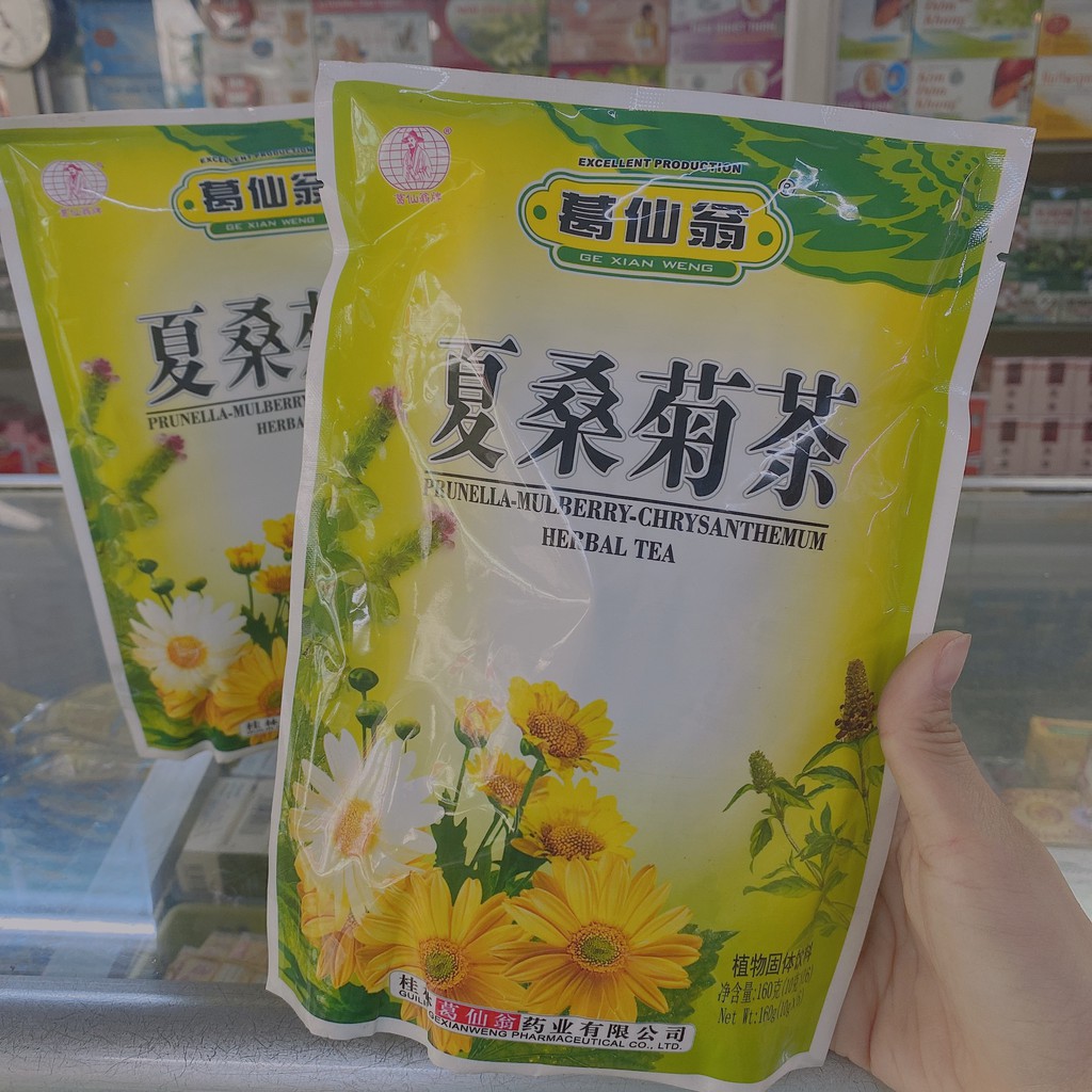 Trà thảo mộc Hạ_Tam_Cúc ( Hoa Cúc- Hạ cô thảo- Lá dâu tầm) ( gói hòa tan ) 16 gói * 10 gam