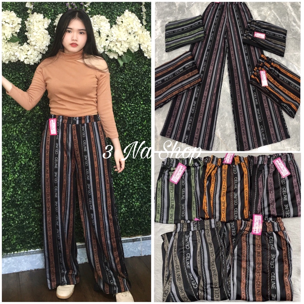 Quần Baggy ống rộng Caro kẻ sọc dọc phong cách năng động trẻ trung hiện đại chuẩn form mặc tôn dáng cực xinh