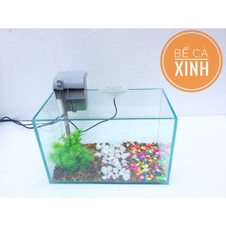 Combo bể cá mini +lọc thác nước ( Tặng thức ăn cho cá + sỏi )