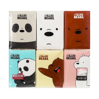 Khăn giấy lụa bỏ túi We Bare Bears (combo 18 gói)