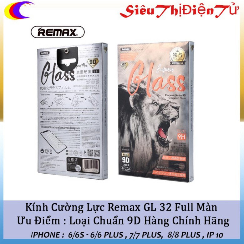 KÍNH CƯỜNG LỰC REMAX GL 32 LOẠI 9D Hàng chính hãng loại chuẩn ♥️♥️