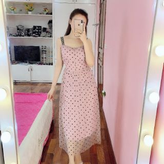 Váy von 2 dây chấm bi nhỏ