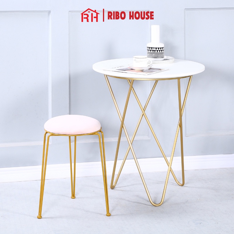 Ghế bàn trang điểm RIBO HOUSE thiết kế 3 chân tinh tế, ghế sofa trang trí phòng ngủ decor quán cà phê RIBO179