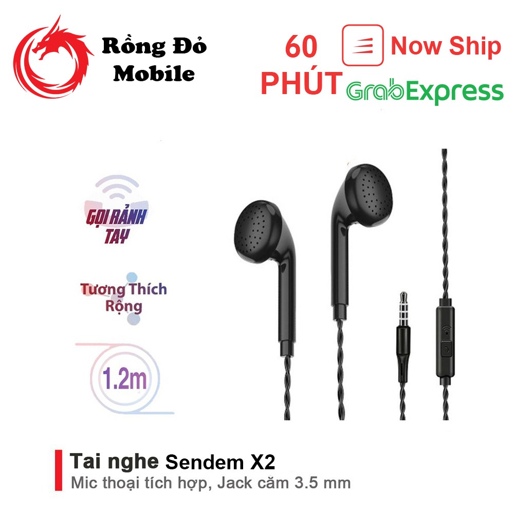 Tai nghe nhét tai chính hãng Sendem X2 dây TPE xoắn ốc chống đứt âm thanh nghe rất ấm bảo hành 1 đổi 1 trong 12 tháng