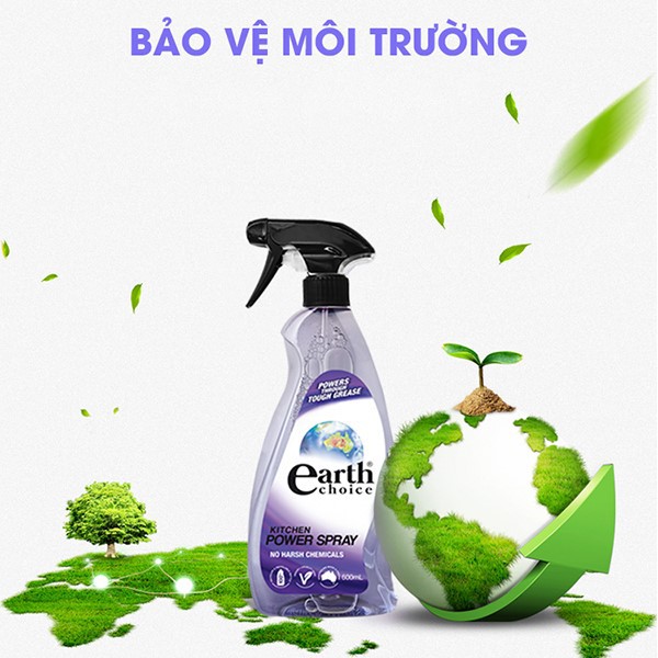 Nước lau bếp Earth Choice Úc 600ml gốc thực vật hương cam quýt