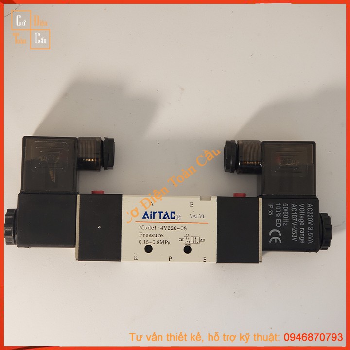 Van Điện Từ Airtac 4V220-08, van chia khí airtac