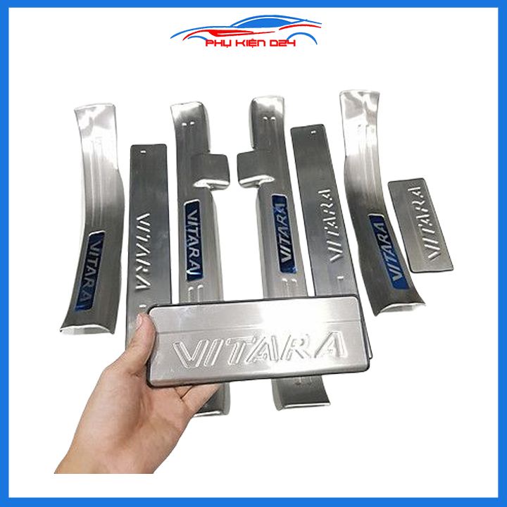 Ốp bậc cửa, nẹp bước chân Vitara 2016-2017-2018-2019-2020 INOX bảo vệ chống trầy làm đẹp xe