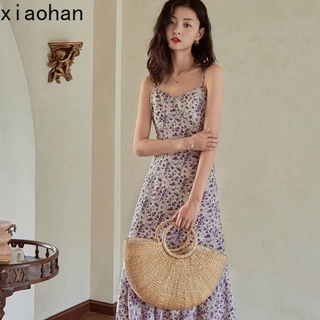 Đầm maxi cổ chữ v in hoa xinh xắn cho nữ