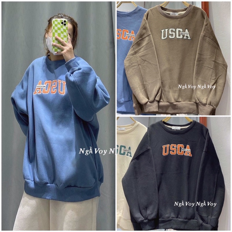 Áo sweater nỉ tay bồng USCA_Áo nỉ bông nam nữ 4 màu cá tính | BigBuy360 - bigbuy360.vn