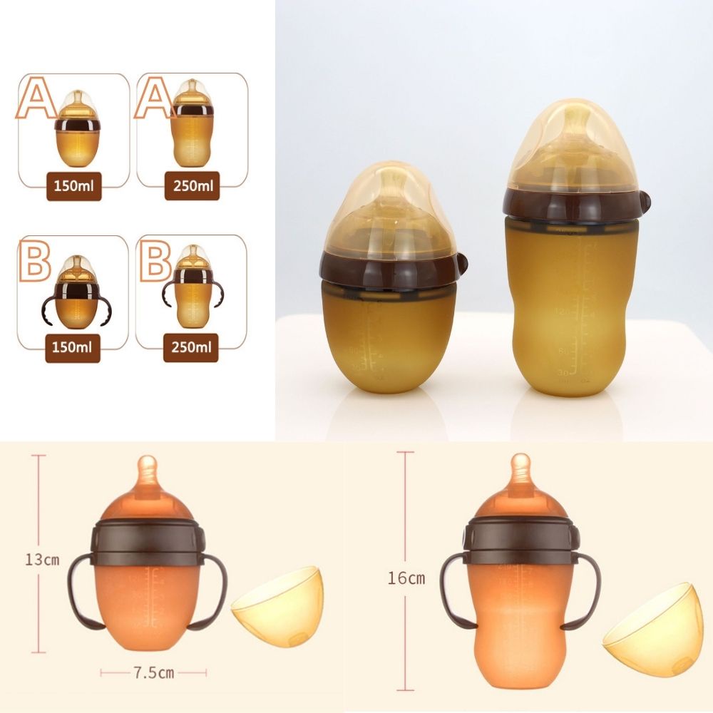 Bình sữa bằng silicone chống sặc cho bé sơ sinh 0-18 tháng tuổi