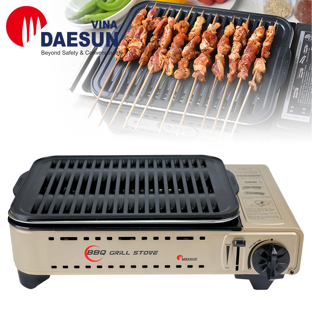 Bếp Nướng Ga Không Khói, Chống Dính MS-8 Mini BBQ - Công suất 2300W | Thoát Dầu Mỡ Tự Động | Bảo Hành 12T Chính Hãng