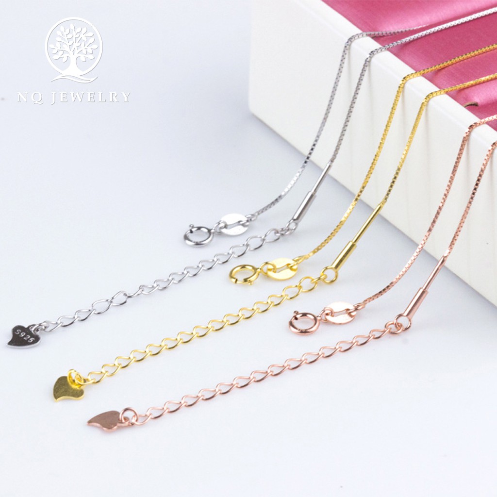 Dây chuyền bạc mảnh 45cm chốt vặn có dây xích- NQ Jewelry