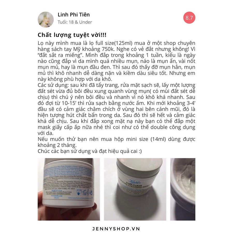 Mặt Nạ Đất Sét Kiehl’s Rare Earth Deep Pore Cleansing Masque