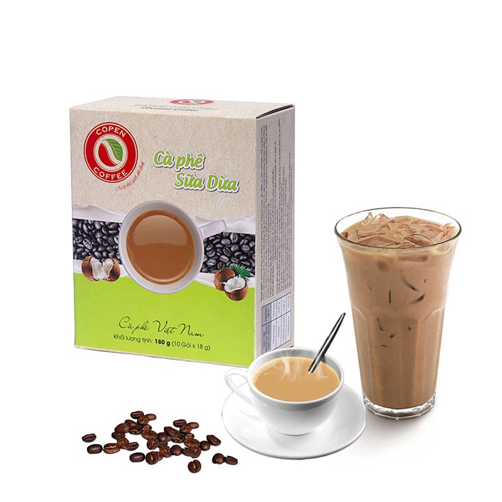 [Mã GROM35 - 10% đơn 150K] Hộp Cà phê sữa dừa hòa tan Copen Coffee (10 gói/hộp)