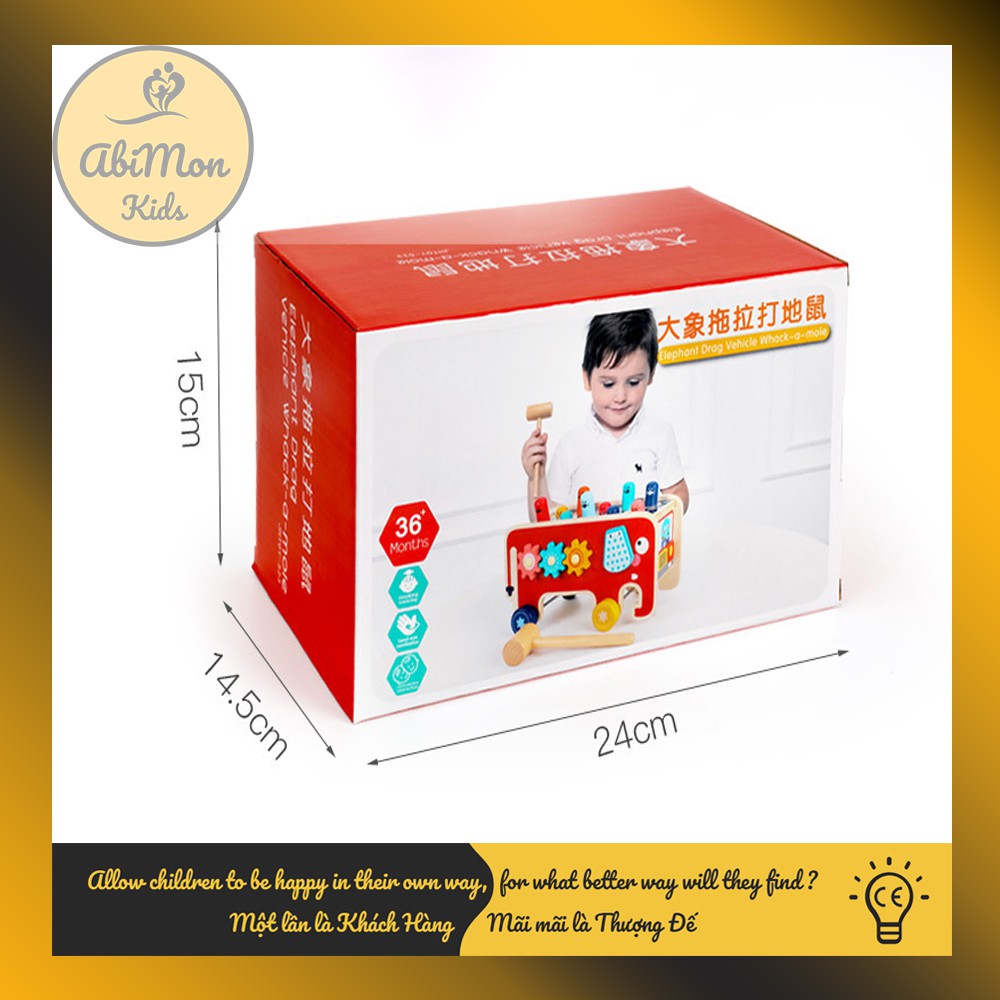 Đập Chuột Con Voi Kèm Đàn Cho Bé ☘️ Montessori cao cấp ✨ (Đồ chơi Gỗ - Đồ chơi Giáo Dục - An toàn - Thông minh)