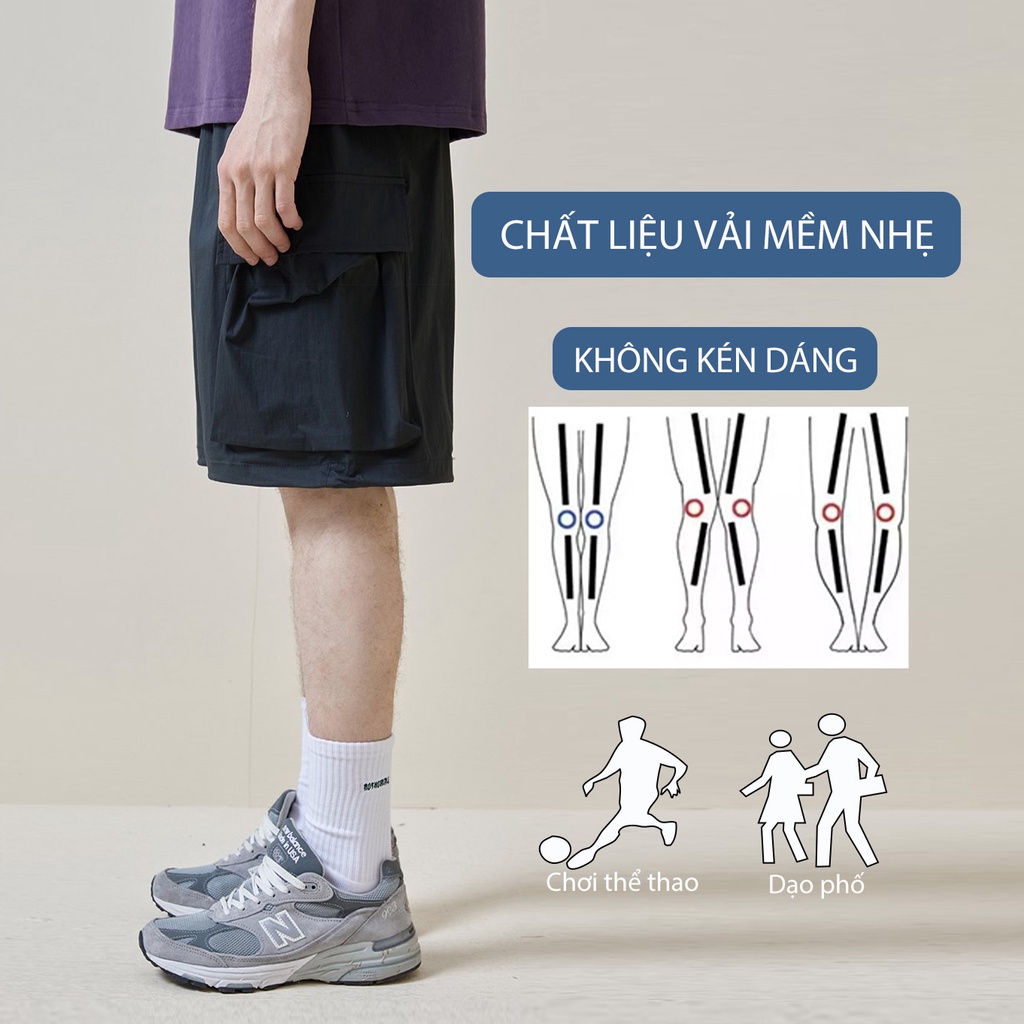 Quần short nam túi hộp Qthouse.quần đùi nam nữ thể thao lưng thun form rộng cargo shorts