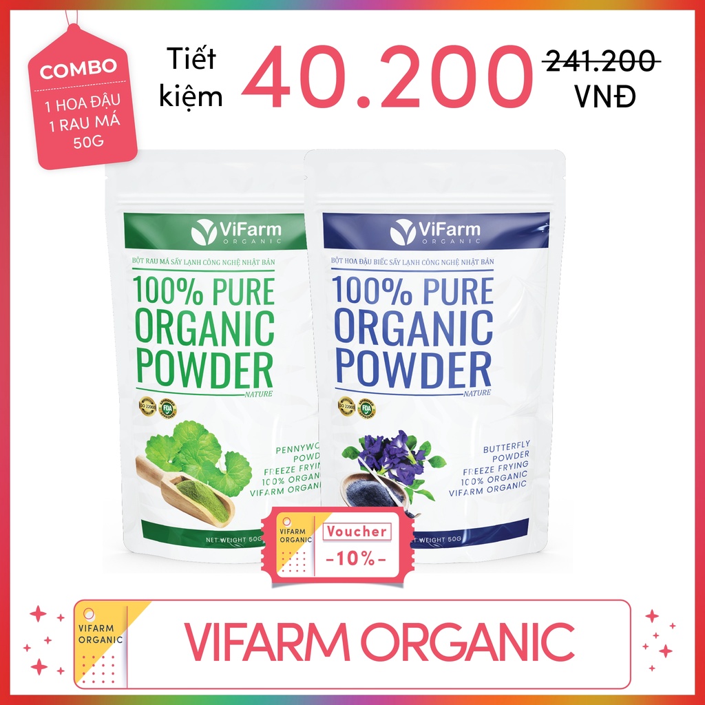 Bột Hoa Đậu Biếc Nguyên Chất 100% ViFarm 50Gram