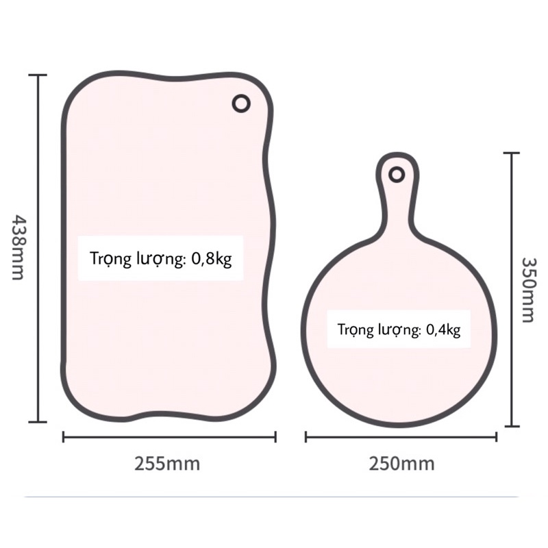 Thớt nhựa kháng khuẩn, chống nấm mốc in hình thỏ/gấu dễ thương