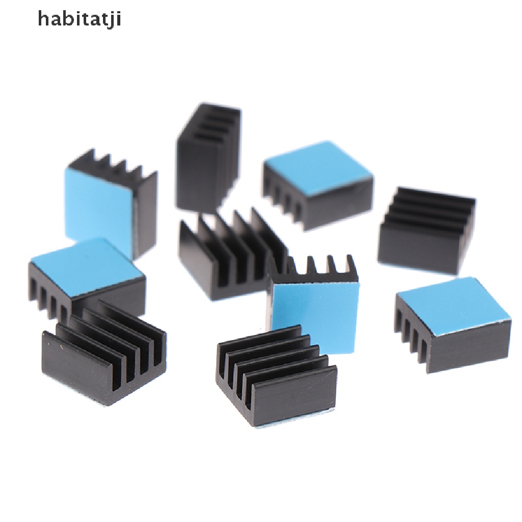 Set 10 Quạt Tản Nhiệt Bằng Nhôm 8.8x8.8x5mm Kèm Băng Keo Tiện Dụng