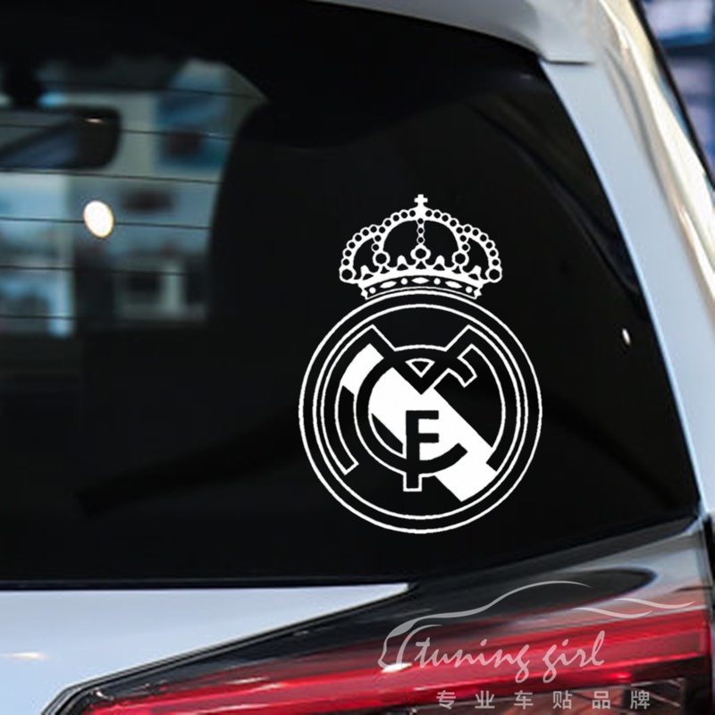 Miếng Dán Phản Quang In Logo Real Madrid Màu Laser Trang Trí Nắp Bình Xăng Xe Hơi / Laptop / Máy Tính Bảng / Điện Thoại