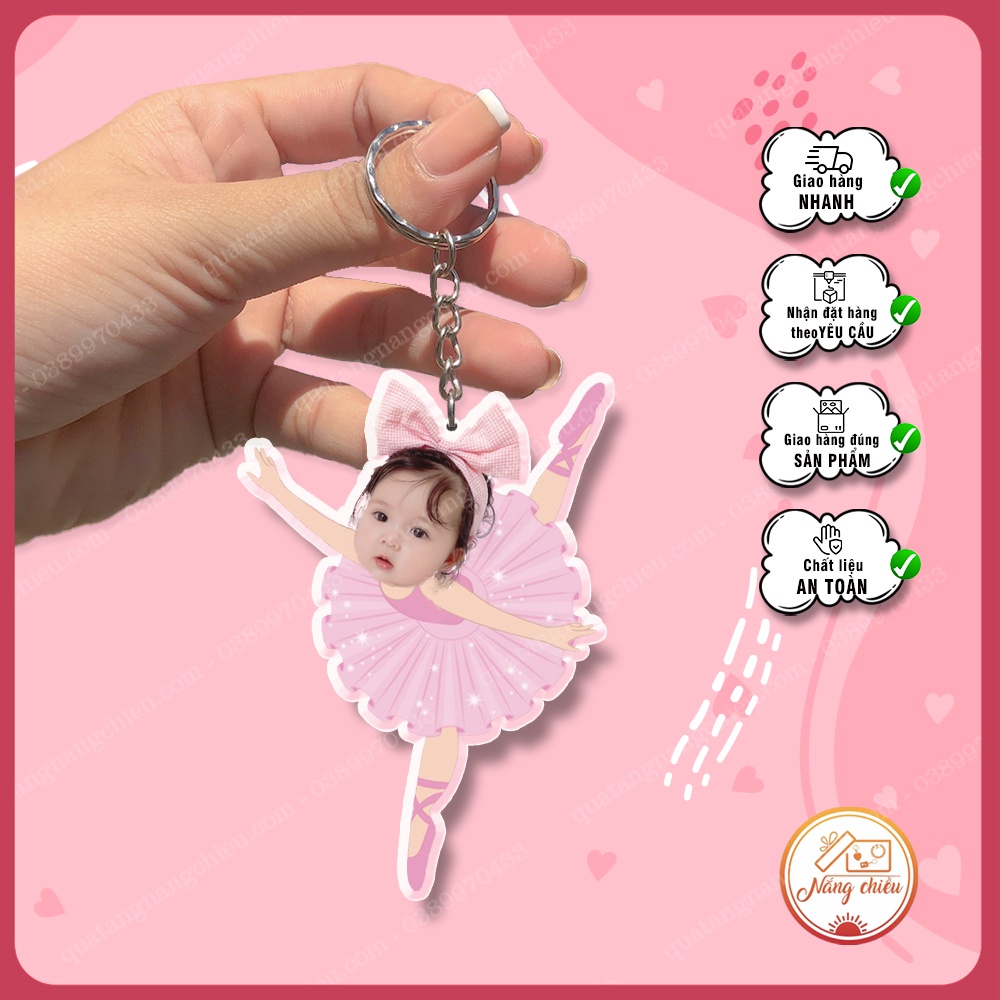 Phụ kiện đeo balo, treo xe, Móc khóa cắt ghép chibi theo yêu cầu, chất liệu mika sáng bóng, quà tặng ý nghĩa
