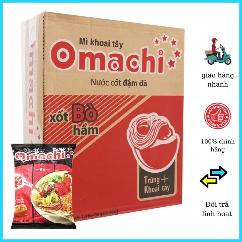 Mì khoai tây Omachi thung 30 góix80g