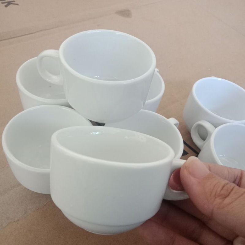 Tách Vuông Sứ Trắng Nhỏ 6*5cm <uống trà hay cafe