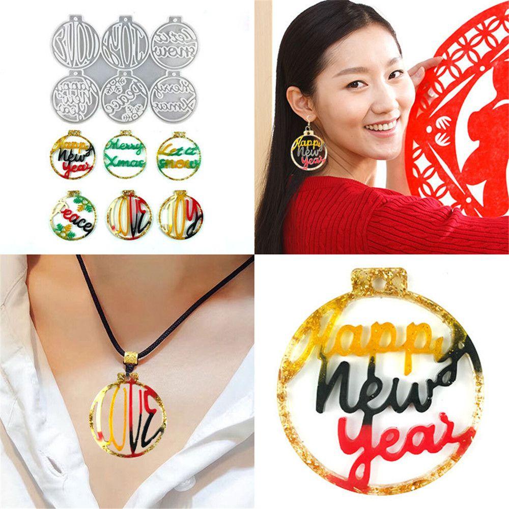 Khuôn Silicone Làm Bông Tai Epoxy UV Hình Chữ Merry Christmas