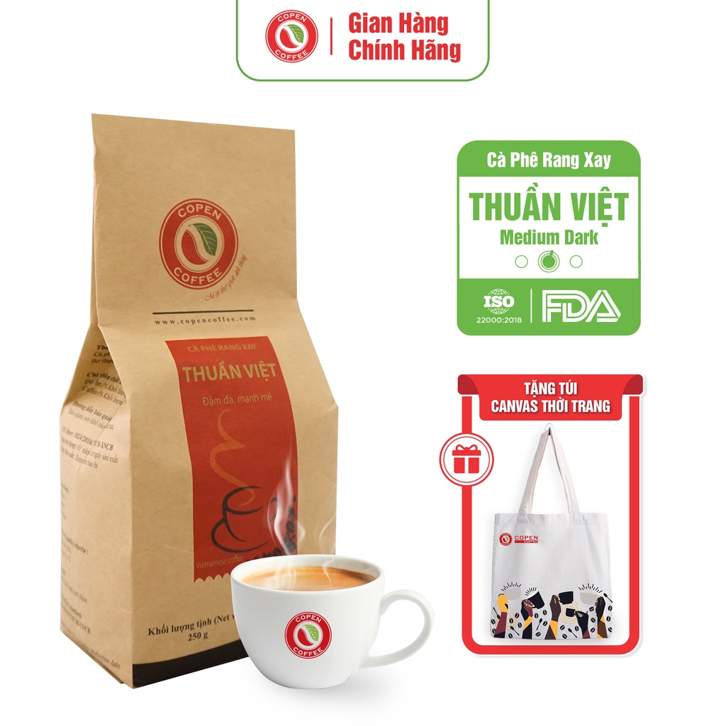 Cà Phê Rang Xay Thuần Việt Copen Coffee_ 250g đắng đậm đà